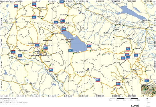 Map of Roads of Armenia And Nagorny Karabakh