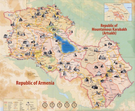 Map of Monuments of Armenia and Nagorny Karabakh (Artsakh)